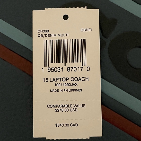 New with tag Coach Laptop Case With Coach Stripe - Picture 5 of 5